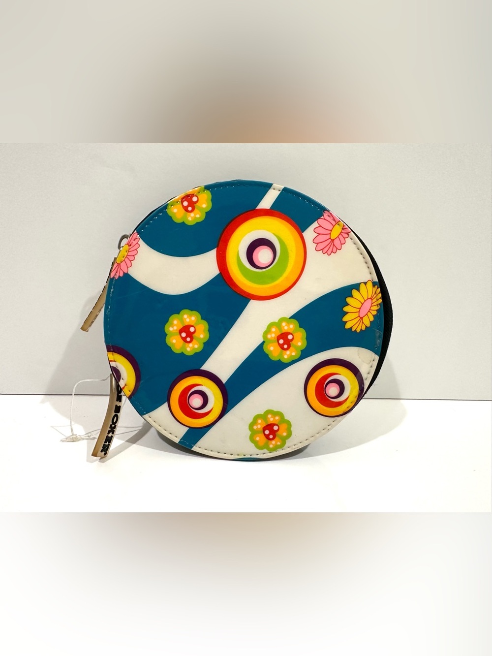 Rare Vintage Joe Boxer Round Zip Up Flower CD Holder Case Holds 20 CDs